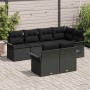 Conjunto de sofá de jardín con cojín 7 pcs Negro Poliratán