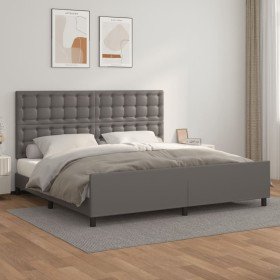 Estructura de cama sin colchón cuero sintético gris 200x200 cm en Camas y somieres | Comprar online en Foro24
