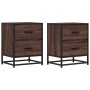 Mesitas noche 2 uds madera ingeniería marrón roble 40x31x50 cm by , Nightstands - Ref: Foro24-848683, Price: 89,79 €, Discoun...