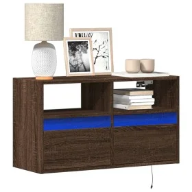 Mueble de TV de pared con luces LED marrón roble 80x31x45 cm de , Muebles TV - Ref: Foro24-852333, Precio: 64,28 €, Descuento: %