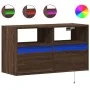 Mueble de TV de pared con luces LED marrón roble 80x31x45 cm de , Muebles TV - Ref: Foro24-852333, Precio: 64,28 €, Descuento: %