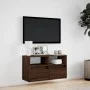 Mueble de TV de pared con luces LED marrón roble 80x31x45 cm de , Muebles TV - Ref: Foro24-852333, Precio: 64,28 €, Descuento: %