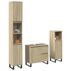 Set de muebles de baño 3 pzas madera contrachapada roble Sonoma by , Bathroom furniture - Ref: Foro24-3307678, Price: 216,98 ...