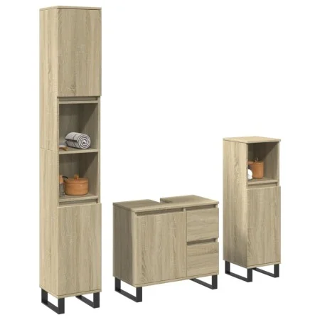 Set de muebles de baño 3 pzas madera contrachapada roble Sonoma von , Badezimmermöbel - Ref: Foro24-3307678, Preis: 208,00 €,...