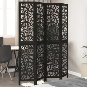 Biombo separador de 4 paneles madera maciza Paulownia negro by , Room dividers - Ref: Foro24-358755, Price: 115,83 €, Discoun...