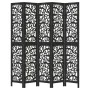 Biombo separador de 5 paneles madera maciza Paulownia negro de , Divisores de ambientes - Ref: Foro24-358760, Precio: 163,83 ...