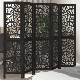 Biombo separador de 5 paneles madera maciza Paulownia negro by , Room dividers - Ref: Foro24-358757, Price: 123,48 €, Discoun...