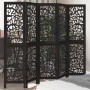 Biombo separador de 5 paneles madera maciza Paulownia negro by , Room dividers - Ref: Foro24-358757, Price: 148,58 €, Discoun...