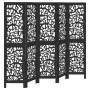 Biombo separador de 5 paneles madera maciza Paulownia negro by , Room dividers - Ref: Foro24-358757, Price: 123,48 €, Discoun...
