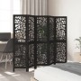 Biombo separador de 5 paneles madera maciza Paulownia negro by , Room dividers - Ref: Foro24-358757, Price: 148,58 €, Discoun...