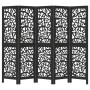 Biombo separador de 5 paneles madera maciza Paulownia negro by , Room dividers - Ref: Foro24-358757, Price: 148,58 €, Discoun...
