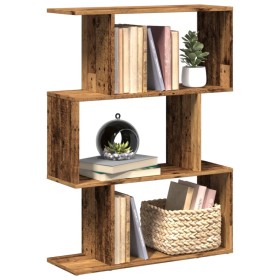 Librería divisora 3 niveles madera envejecida 70x24x97 cm de , Librerías y estanterías - Ref: Foro24-858118, Precio: 42,05 €,...