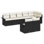Conjunto de sofá de jardín con cojín 8 pcs Negro Poliratán
