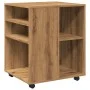 Armario con ruedas madera ingeniería roble artesanal 60x53x72cm by , Lockers and storage cabinets - Ref: Foro24-856659, Price...