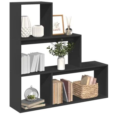 Librería divisora 3 niveles madera negro 123x29x123 cm by , Bookcases and shelves - Ref: Foro24-857986, Price: 66,09 €, Disco...