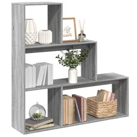 Librería divisora 3 niveles madera gris Sonoma 123x29x123 cm by , Bookcases and shelves - Ref: Foro24-857990, Price: 60,40 €,...