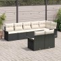 Conjunto de sofá de jardín con cojín 8 pcs Negro Poliratán