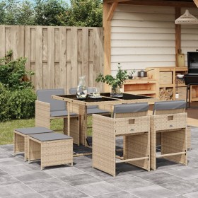 Garten-Essgruppe 9-teilig mit Kissen aus synthetischem Rattan in Beige. von , Gartensets - Ref: Foro24-3211140, Preis: 412,08...