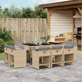 Garden dining set 11 pieces with beige synthetic rattan cushions by , Garden sets - Ref: Foro24-3211212, Price: 693,33 €, Dis...