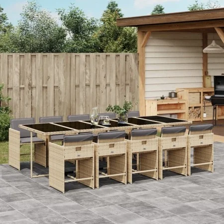 Garden dining set 11 pieces with beige synthetic rattan cushions by , Garden sets - Ref: Foro24-3211116, Price: 811,26 €, Dis...
