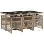 Garten-Essgruppe 7-teilig mit Kissen aus synthetischem Rattan in Beige. von , Gartensets - Ref: Foro24-3210912, Preis: 414,82...