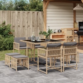 Garden dining set 9 pieces with beige synthetic rattan cushions by , Garden sets - Ref: Foro24-3211500, Price: 335,55 €, Disc...