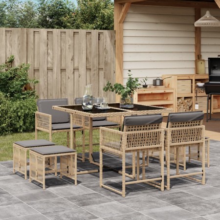 Garden dining set 9 pieces with beige synthetic rattan cushions by , Garden sets - Ref: Foro24-3211500, Price: 335,55 €, Disc...
