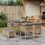 Set comedor de jardín 9 pzas con cojines ratán sintético beige de , Conjuntos de jardín - Ref: Foro24-3211500, Precio: 337,48...