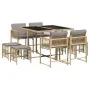 Set comedor de jardín 9 pzas con cojines ratán sintético beige de , Conjuntos de jardín - Ref: Foro24-3211500, Precio: 369,68...