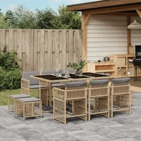 Garden dining set 11 pieces with beige synthetic rattan cushions by , Garden sets - Ref: Foro24-3211692, Price: 548,43 €, Dis...
