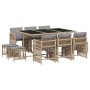 Set comedor de jardín 11 pzas con cojines ratán sintético beige de , Conjuntos de jardín - Ref: Foro24-3211692, Precio: 498,3...