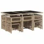 Set comedor de jardín 11 pzas con cojines ratán sintético beige de , Conjuntos de jardín - Ref: Foro24-3211692, Precio: 550,0...