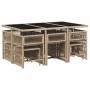 Set comedor de jardín 11 pzas con cojines ratán sintético beige de , Conjuntos de jardín - Ref: Foro24-3211692, Precio: 498,3...