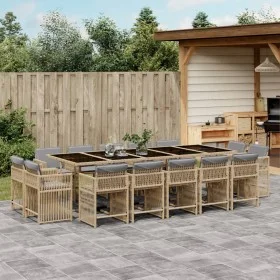 Garden dining set with 15-piece synthetic rattan beige cushions by , Garden sets - Ref: Foro24-3211776, Price: 991,93 €, Disc...