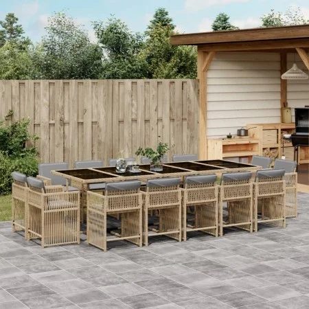 Garten-Essgruppe mit 15-teiligen Kissen aus synthetischem Rattan in Beige. von , Gartensets - Ref: Foro24-3211776, Preis: 994...