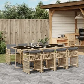 Garden dining set 9 pieces with beige synthetic rattan cushions by , Garden sets - Ref: Foro24-3211644, Price: 608,41 €, Disc...