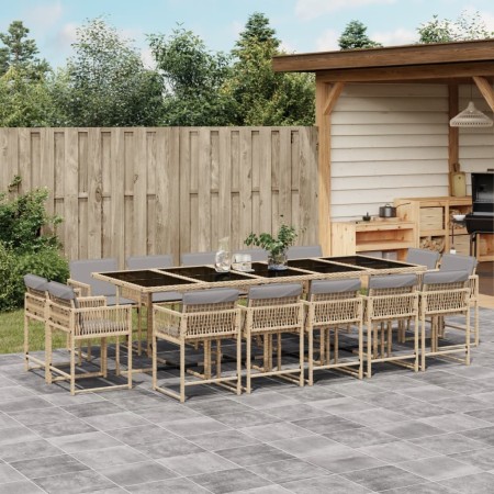 Garten-Essgruppe mit 15-teiligen Kissen aus synthetischem Rattan in Beige. von , Gartensets - Ref: Foro24-3211596, Preis: 797...