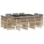 Garden dining set 11 pieces with beige synthetic rattan cushions by , Garden sets - Ref: Foro24-3211032, Price: 530,22 €, Dis...