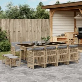Garten-Essgruppe mit 13-teiligen Kissen aus synthetischem Rattan in Beige. von , Gartensets - Ref: Foro24-3210984, Preis: 761...