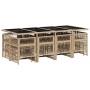 Garten-Essgruppe mit 13-teiligen Kissen aus synthetischem Rattan in Beige. von , Gartensets - Ref: Foro24-3210984, Preis: 625...