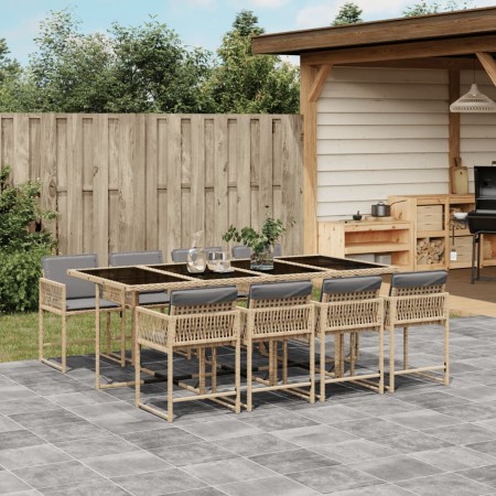 Garden dining set 9 pieces with beige synthetic rattan cushions by , Garden sets - Ref: Foro24-3211464, Price: 490,49 €, Disc...