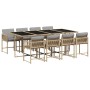 Garden dining set 9 pieces with beige synthetic rattan cushions by , Garden sets - Ref: Foro24-3211464, Price: 490,49 €, Disc...