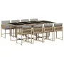 Garden dining set 9 pieces with beige synthetic rattan cushions by , Garden sets - Ref: Foro24-3211464, Price: 560,07 €, Disc...