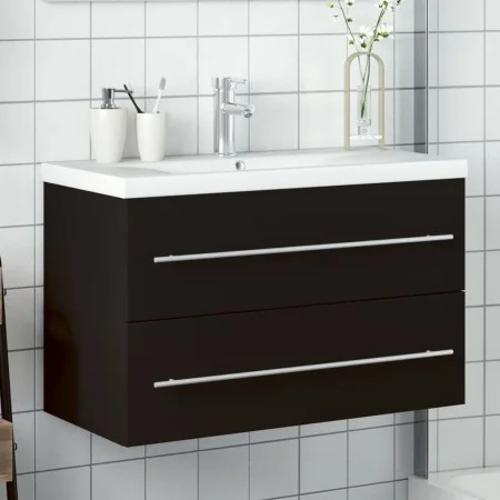 Mueble de baño con lavabo integrado negro de , Tocadores de baño - Ref: Foro24-3278777, Precio: 224,72 €, Descuento: %