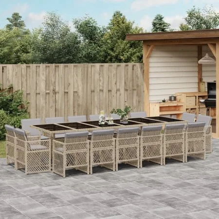 Set comedor de jardín 17 pzas con cojines ratán sintético beige von , Gartensets - Ref: Foro24-3210888, Preis: 1,00 €, Rabatt: %