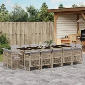 Set comedor de jardín con cojines 15 pzas ratán sintético beige von , Gartensets - Ref: Foro24-3210876, Preis: 982,06 €, Raba...