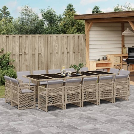 Set comedor de jardín con cojines 15 pzas ratán sintético beige by , Garden sets - Ref: Foro24-3210876, Price: 1,00 €, Discou...