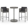 3-piece garden bar furniture set and gray synthetic rattan cushions by vidaXL, Garden sets - Ref: Foro24-3094773, Price: 245,...