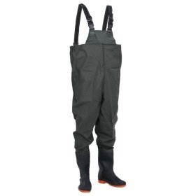 Brust-Wathose mit dunkelgrünen Stiefeln, Größe 41. von , Wathosen zum Jagen und Angeln - Ref: Foro24-4016975, Preis: 39,85 €,...