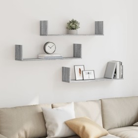 Wandregal 3er Set aus Sonoma-Grau Holzwerkstoff 80x18x18cm von , Regale und Regale - Ref: Foro24-853295, Preis: 28,07 €, Raba...